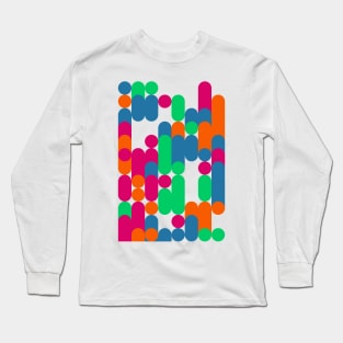 Colourful Geometric Animated Pattern Long Sleeve T-Shirt